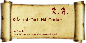 Körömi Nándor névjegykártya