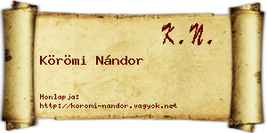 Körömi Nándor névjegykártya